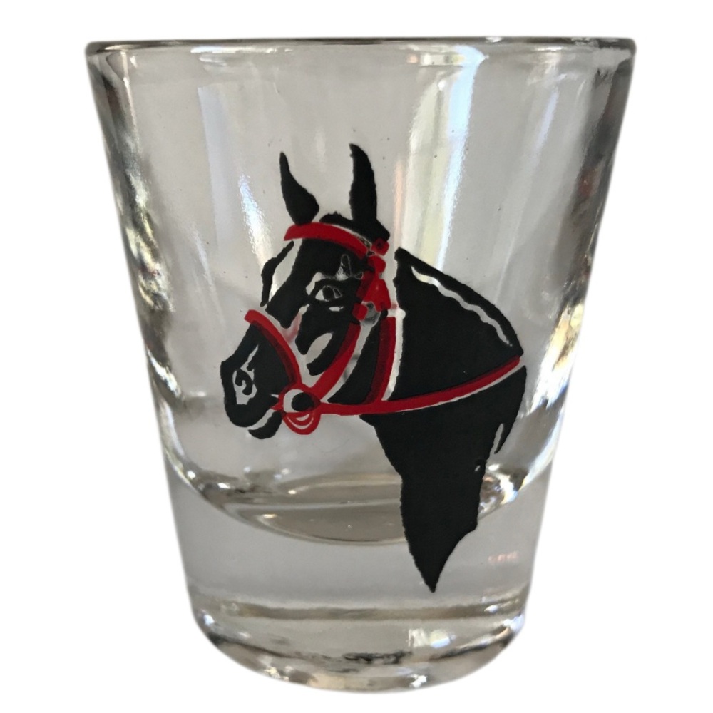 Vintage MCM Horse Head Derby Hat Crop Fox Hunt Glass Kentucky Estate 1980’s